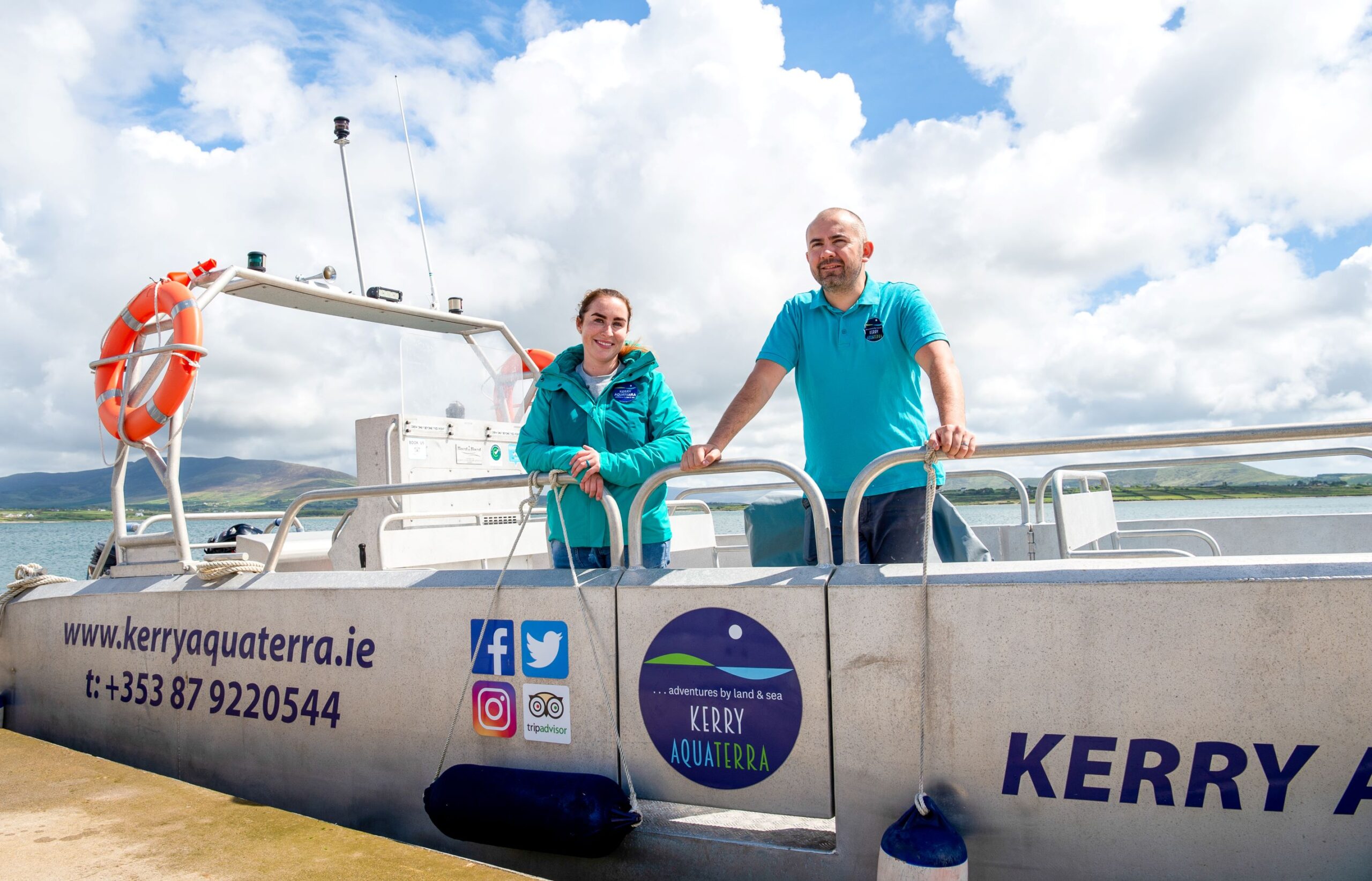 Elizabeth & Brendan onboard their tour boat, 'The Navigator'.
